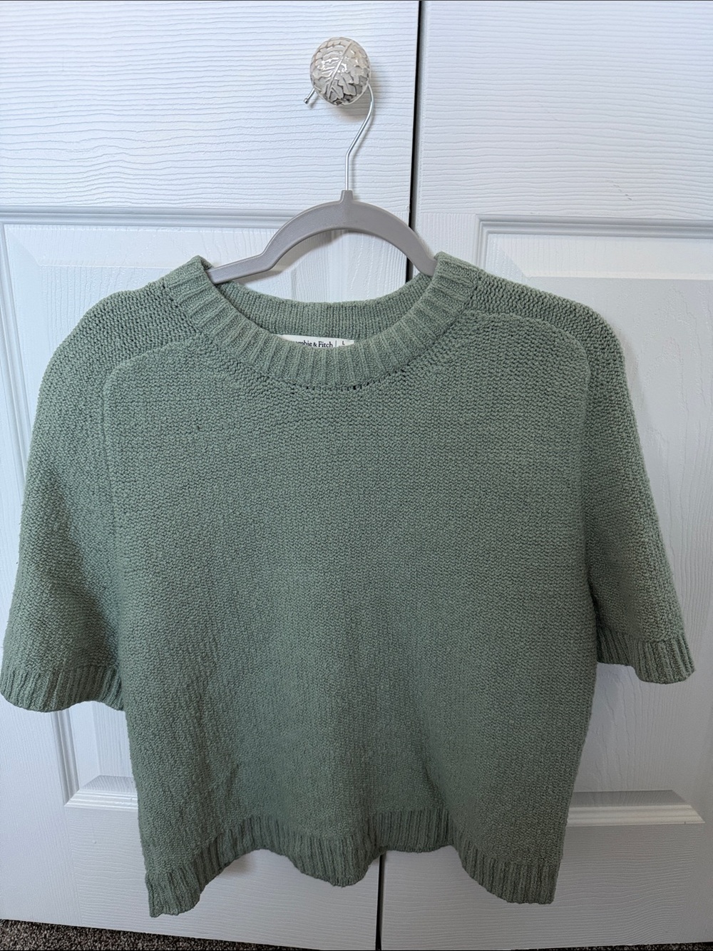 Abercrombie & Fitch Sage Green Short-Sleeve Madeline Textural Crew